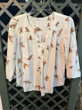 DR2 Cream White Crane Blouse